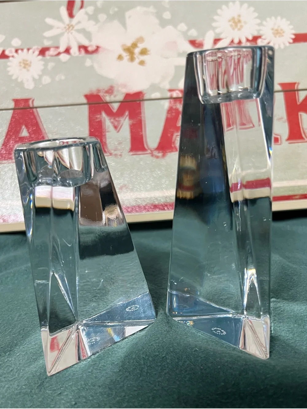 Pair of Villeroy & Boch Solid Lead Crystal Prism Candle Holders